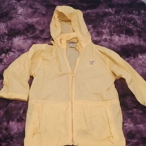 Yellow, floral, rain jacket / coat